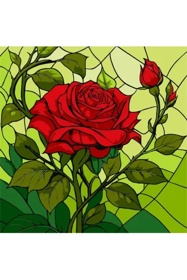 Ideyka Malowanie po numerach - Witra�. R�a 30x30cm