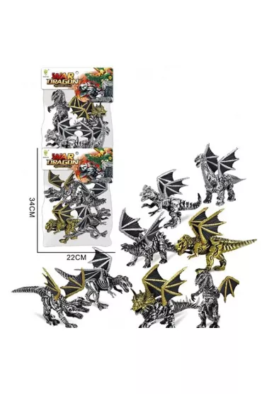 Dinozauro-smoki srebrne i z�ote 8 szt