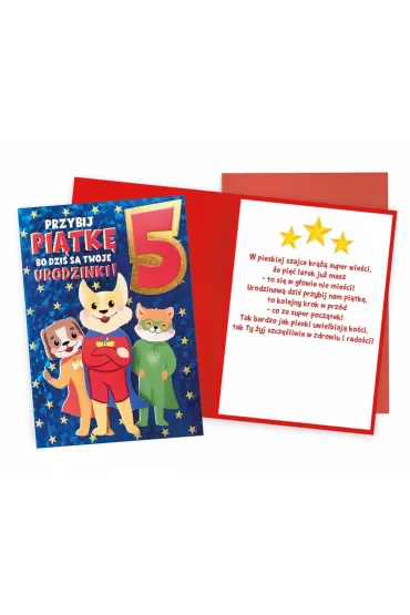Kukartka Karnet Urodziny 5 Pieski