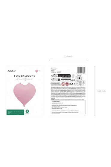 PartyDeco Balon foliowy Serce 45cm r�owy