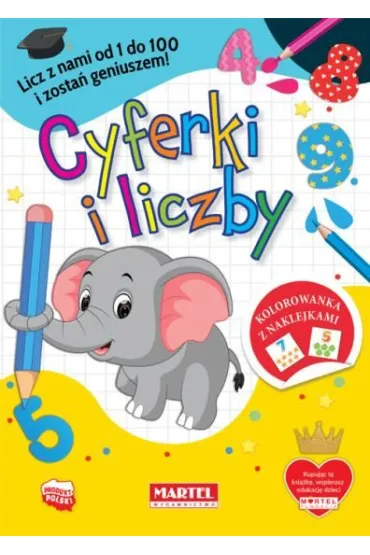 Kolorowanka z naklejkami. Cyferki i liczby