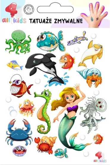 Tatua�e zmywalne dla dzieci Zwierz�ta morskie All4Kids