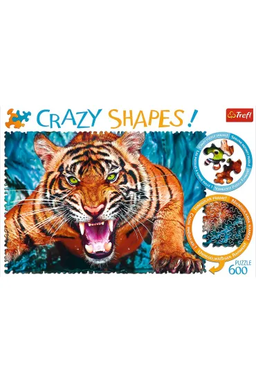 Puzzle 600 el. Crazy Shapes. Oko w oko z tygrysem Trefl