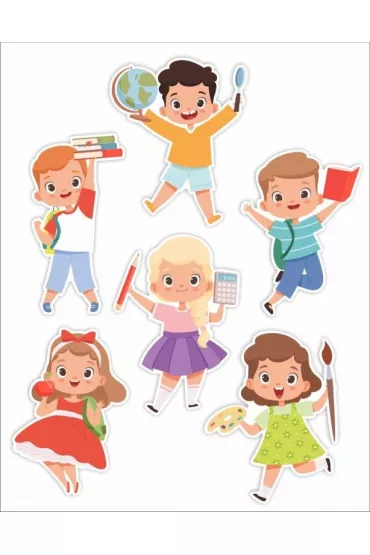 LearnHow Dekoracje okienne dwustronne Dzieci 01 6 szt.