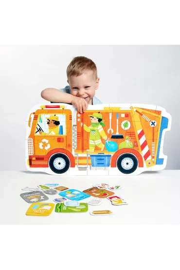 Moto puzzle Śmieciarka 2+, 3+ Bright Junior Media | TaniaKsiazka.pl