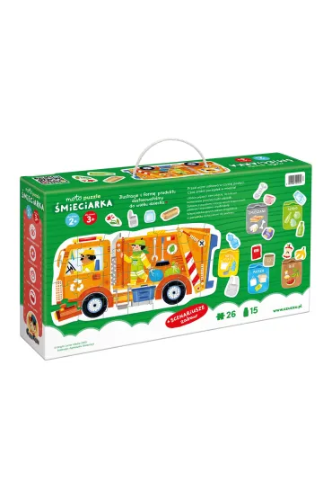 Moto puzzle Śmieciarka 2+, 3+ Bright Junior Media | TaniaKsiazka.pl