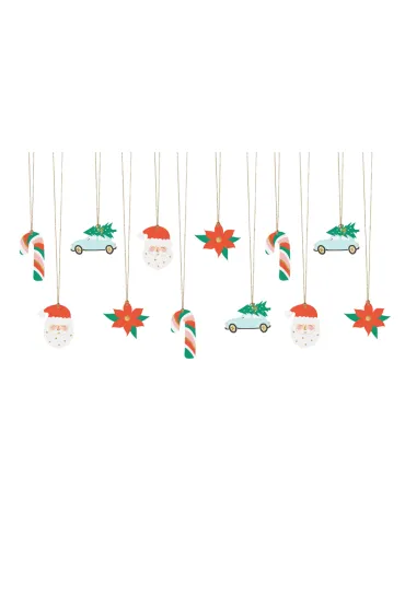 PartyDeco Zawieszki do prezent�w Miko�aj 12 szt.