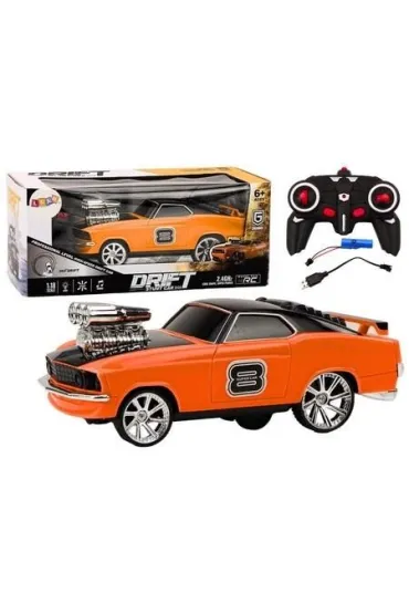 Auto R/C 1:18 Drift 360 �wiat�o d�wi�k pomara�cz. LeanToys