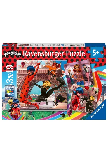 Puzzle 3x49 el. Miraculum. Biedronka i Czarny Kot Ravensburger