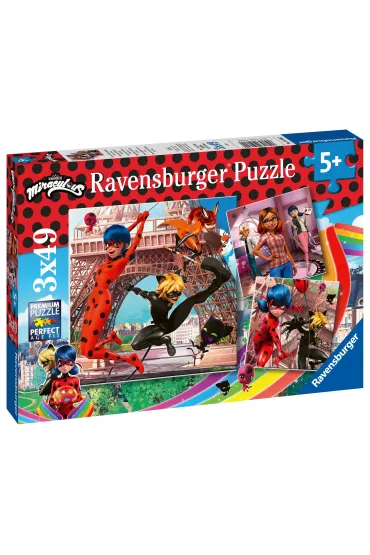 Puzzle 3x49 el. Miraculum. Biedronka i Czarny Kot Ravensburger