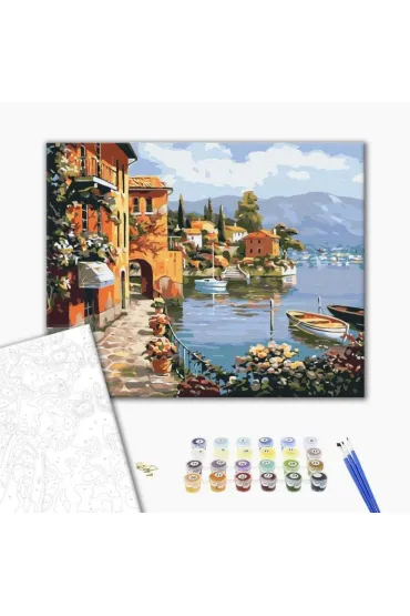 Brushme Malowanie po numerach - Przytulne Miasto Nadmorskie 40x50cm