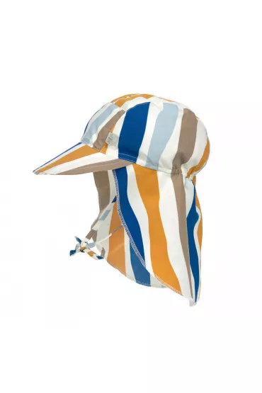 Lassig Czapka przeciwsoneczna z daszkiem i oson karku UV80 Splash & Fun Fale blue/nature, rozm. 50/51