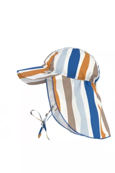 Lassig Czapka przeciwsoneczna z daszkiem i oson karku UV80 Splash & Fun Fale blue/nature, rozm. 50/51