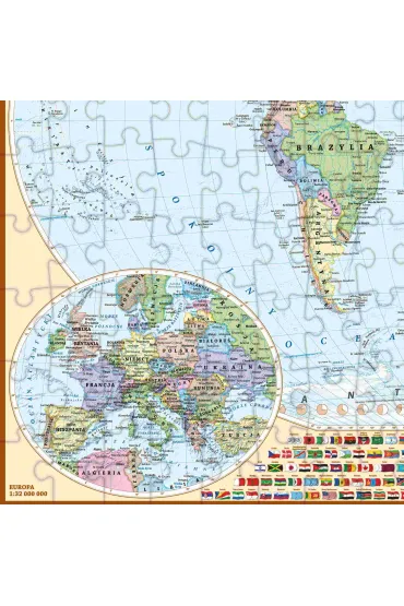 Puzzle 200 el. �wiat polityczny dla dzieci mapa ArtGlob