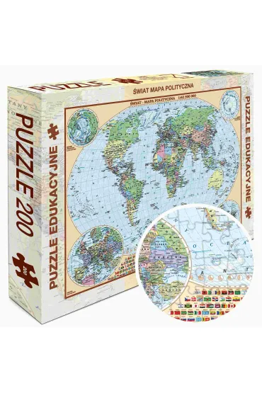 Puzzle 200 el. �wiat polityczny dla dzieci mapa ArtGlob