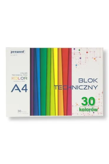 Penword Blok techniczny A4 kolorowy 185-225g 30 arkuszy