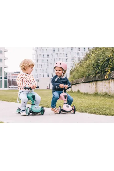 Zestaw Highwaykick 1 2w1 Je�dzik i hulajnoga tr�jko�owa + Kask XXS-S 1-5 lat Rose Scootandride