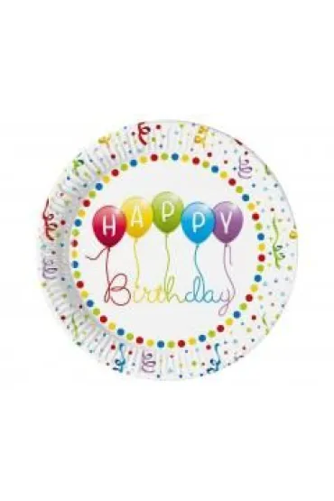 Godan Talerzyki papierowe Happy Birthday 23cm 8 szt.