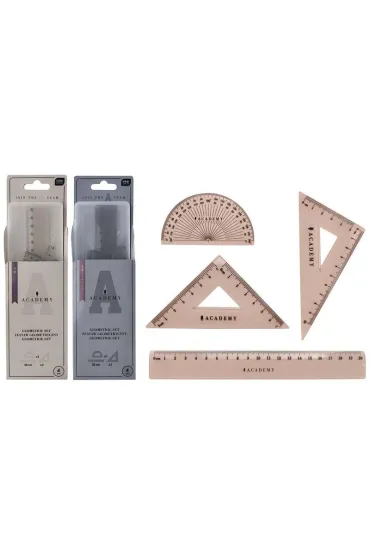 Interdruk Zestaw geometryczny Academy z linijk� 20 cm MIX