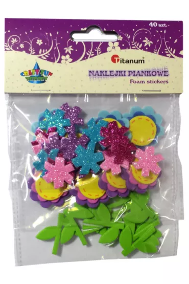 Titanum Naklejki piankowe kwiaty mix 40 szt.