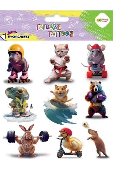 Tatua�e zmywalne Sports Animals HAPPY COLOR