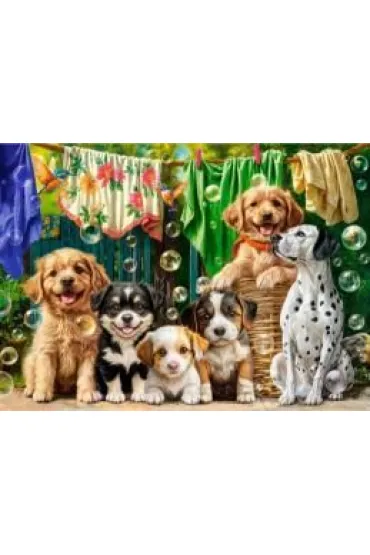 Puzzle 100 el. Puppies, Laundry and Bird Antics Castorland