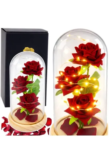 LeanToys Wieczne R�e W Szklanej Kopule O�wietlenie Led