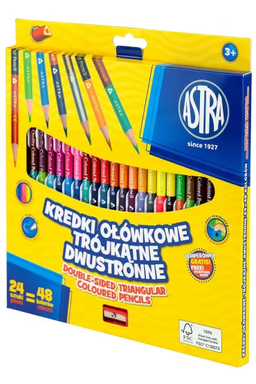 Astra Kredki owkowe trjktne dwustronne 48 kolorw 24 szt.