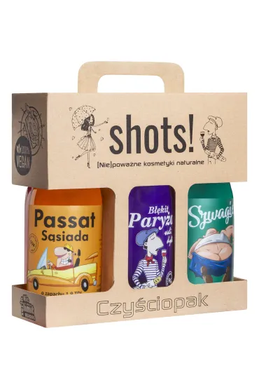 LaQ Zestaw Shots! Czy�ciopak M�ski: �ele pod prysznic Passat S�siada, Szwagier Bartasa, B��kit Pary�a 3 x 500 ml