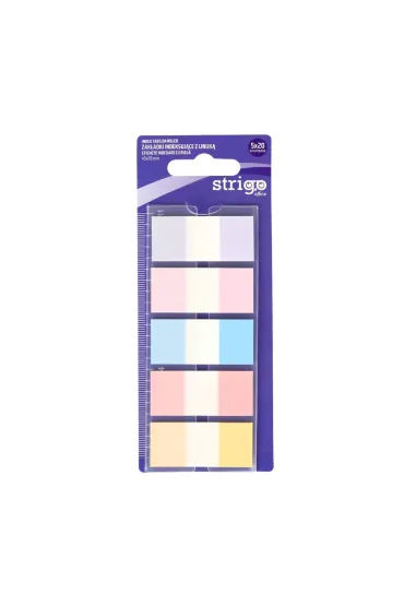 Strigo Zak�adki indeksuj�ce z linijk� 45x20mm 5 kolor�w 100 kartek