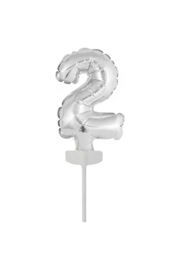 Amscan Balon foliowy mini cyfra 2 srebrna 8x12cm