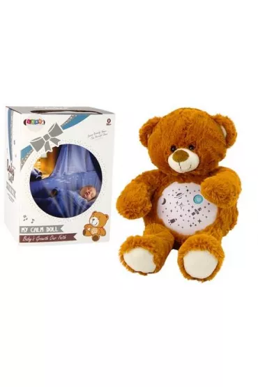 Pluszowy usypiacz Mi� �wiat�a d�wi�ki br�zowy LeanToys