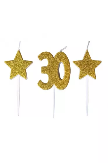 GoParty �wieczki urodzinowe 30 z gwiazdkami