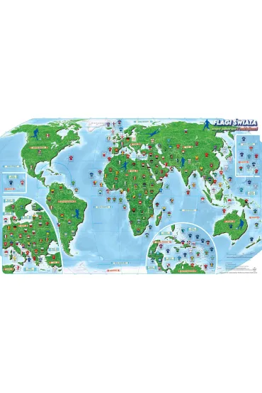MAPA SWIATA FLAGI PILKARSKIE NAKL 98X60CM B/C 1