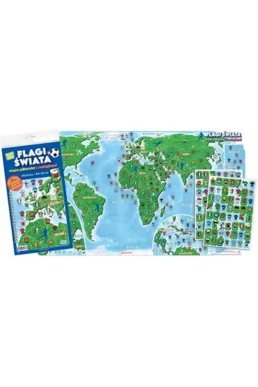 MAPA SWIATA FLAGI PILKARSKIE NAKL 98X60CM B/C 1
