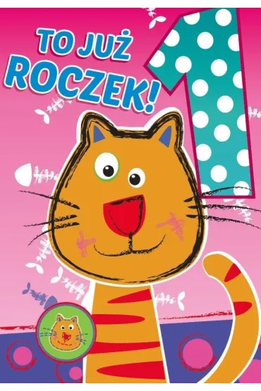 Kukartka Karnet B6 PP-1551 Roczek kotek. Cyferki