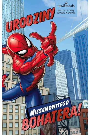 Kukartka Karnet Urodziny Spider Man, naklejane cyfry (11x17cm) DHS-027