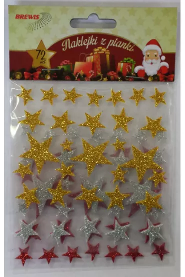 Brewis Naklejki z pianki gwiazdki 72 szt.