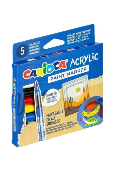 Carioca Markery akrylowe z p�dzelkiem 5 kolor�w
