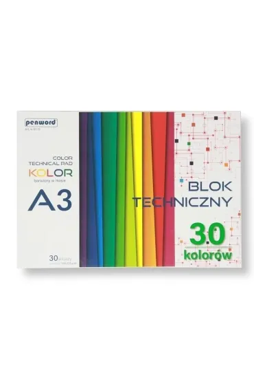 Penword Blok techniczny A3 kolorowy 185-225g 30 arkuszy
