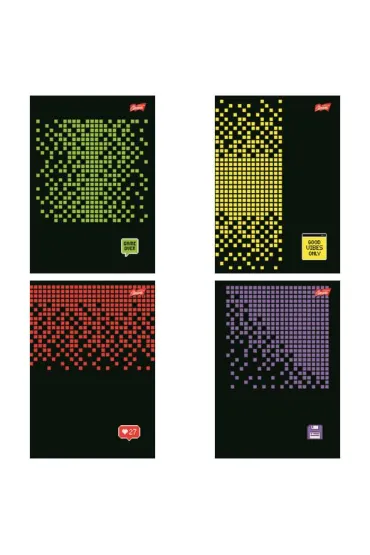 St. Majewski Zeszyt A5 96 kartek linia. Ok�adka laminowanalakier miejscowy UV 70 g/m2. Pixel Pulse