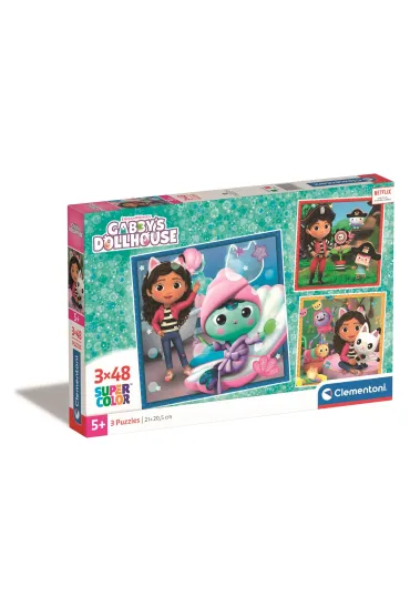 Puzzle 3x48 el. SuperColor. Koci Domek Gabi Clementoni