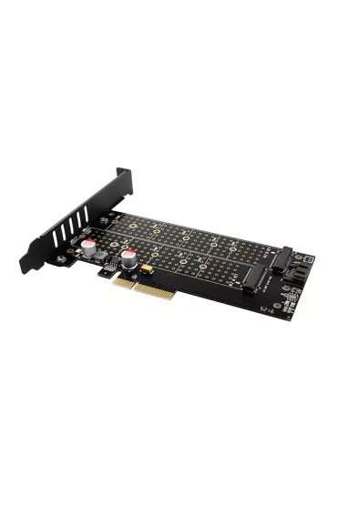 Axagon PCEM2-DC Adapter wewn�trzny PCIe x4, 1x M.2 NVMe M-key + 1x SATA B-key slot, ch�odnica, SP & LP + radiator