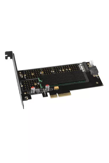 Axagon PCEM2-DC Adapter wewn�trzny PCIe x4, 1x M.2 NVMe M-key + 1x SATA B-key slot, ch�odnica, SP & LP + radiator
