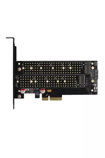 Axagon PCEM2-DC Adapter wewn�trzny PCIe x4, 1x M.2 NVMe M-key + 1x SATA B-key slot, ch�odnica, SP & LP + radiator