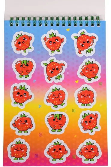 Pachn�cy notatnik z naklejkami Fruitysquad