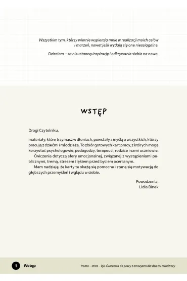 Trema Stres L�k �wiczenia do pracy z emocjami dla dzieci i m�odzie�y - Lidia  Binek