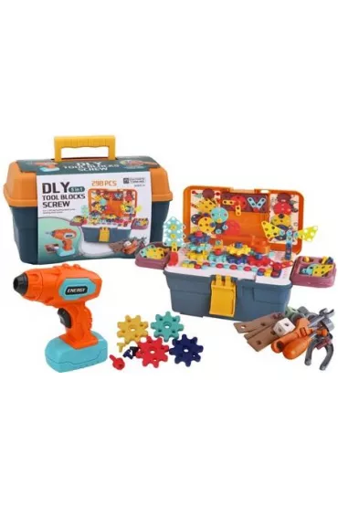 Klocki puzzle konstrukcyjne 3D w skrzynce LeanToys