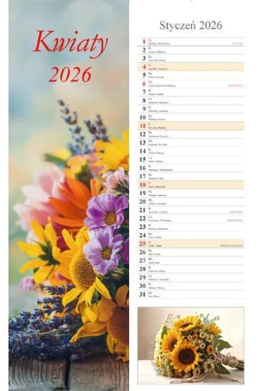 Kalendarz �cienny 2026 pasek Kwiaty
