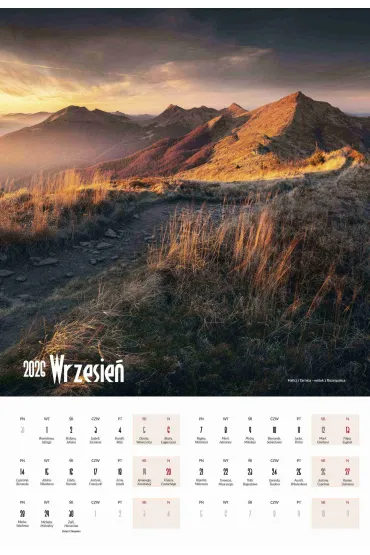 Kalendarz 2026 Bieszczady - Miko�aj Gospodarek, Karol Nienartowicz, Katarzyna  Gubrynowicz, Matysiakowie Agata i Mateusz